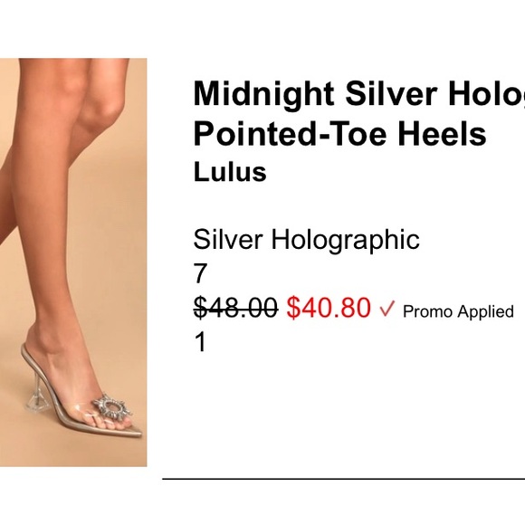 Lulus Silver Holographic pointed Heels - Picture 4 of 4